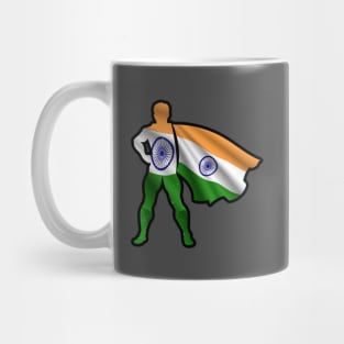 Indian Hero Wearing Cape of India Flag Brave, Hope and Pray For India Mug